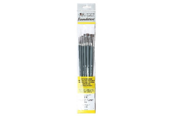 Foundation acrylic long brush pack 6pcs ass.